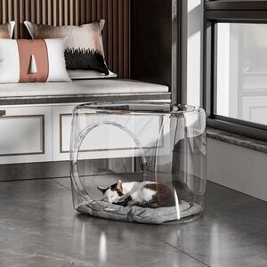 Acrylic Transparent Space Capsule Indoor Pet Cat Bed Clear 13.78" x 11.02"